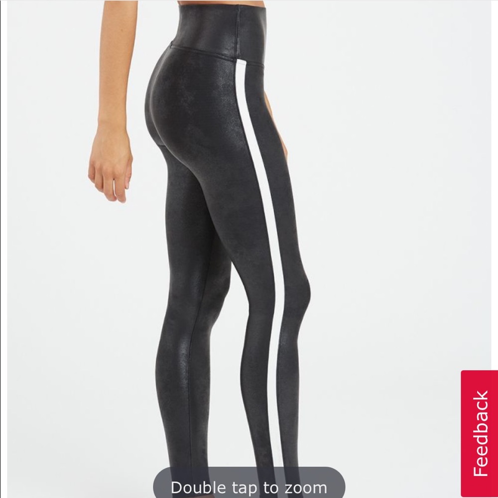 Faux leather side stripe leggings